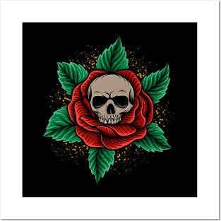 Skull Head And Roses Posters and Art